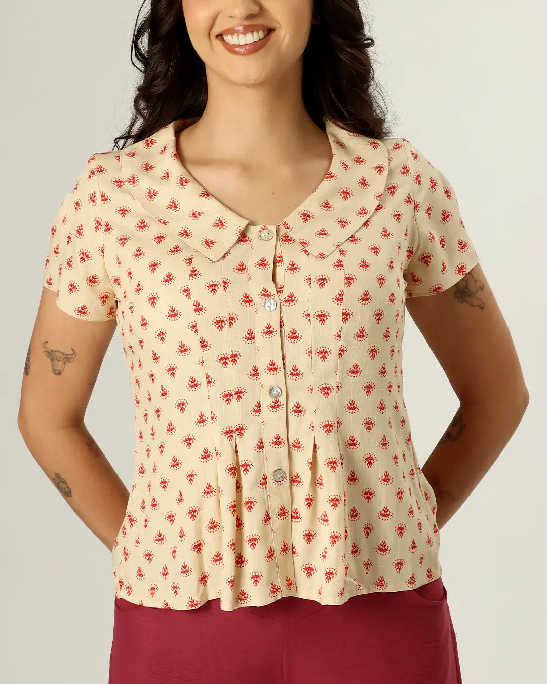 CAMISA PENSILVÂNIA - ESTAMPA BEGE