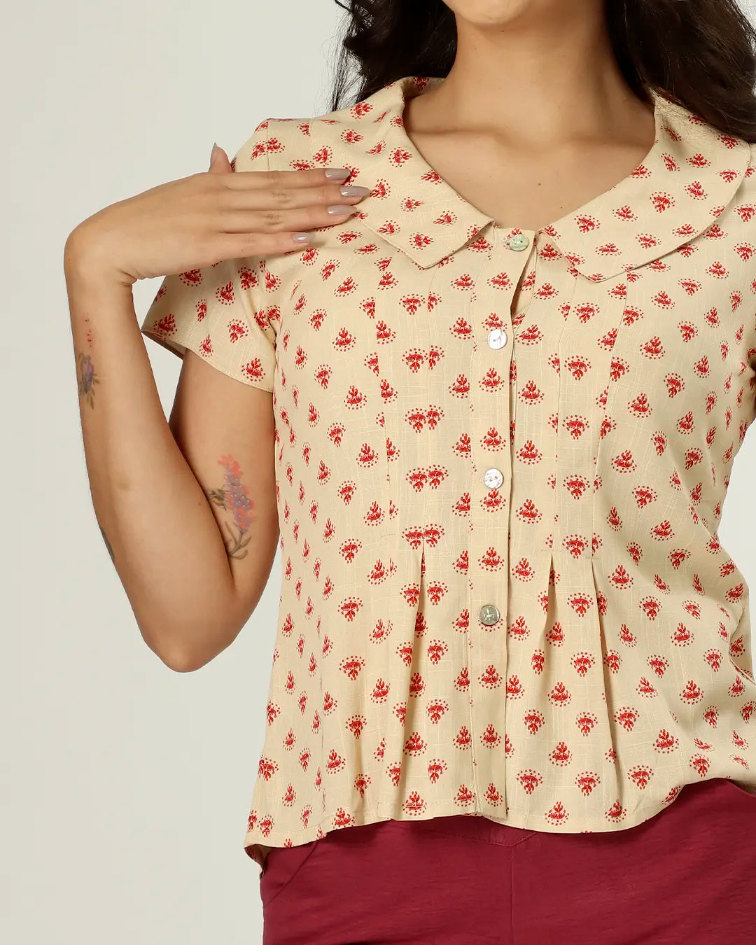 CAMISA PENSILVÂNIA - ESTAMPA BEGE