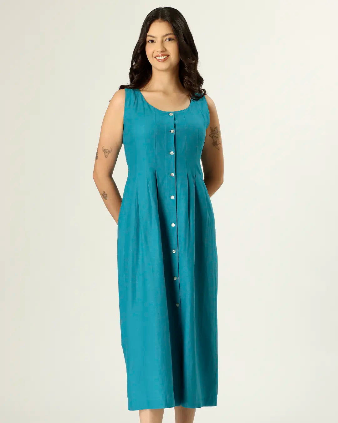 VESTIDO PARANÁ - AZUL PETROLEO