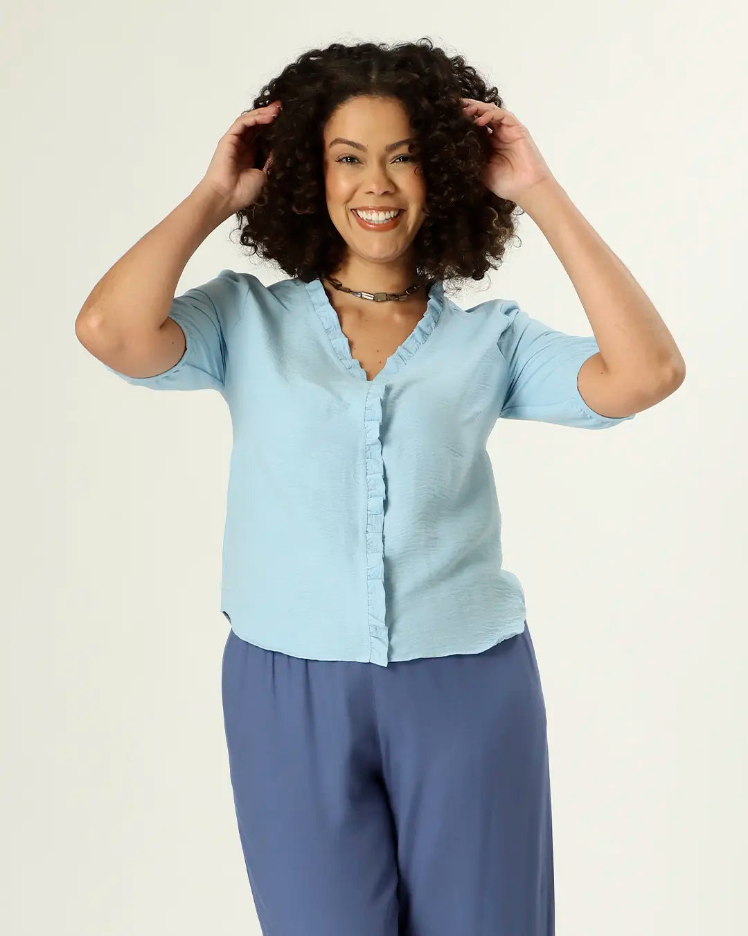 BLUSA BALCÃO - CELESTE