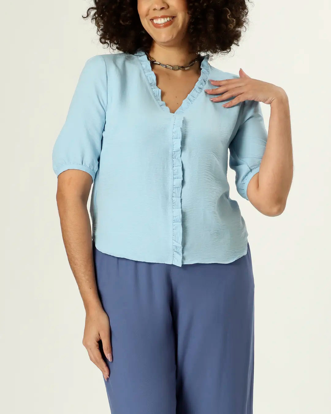 BLUSA BALCÃO - CELESTE