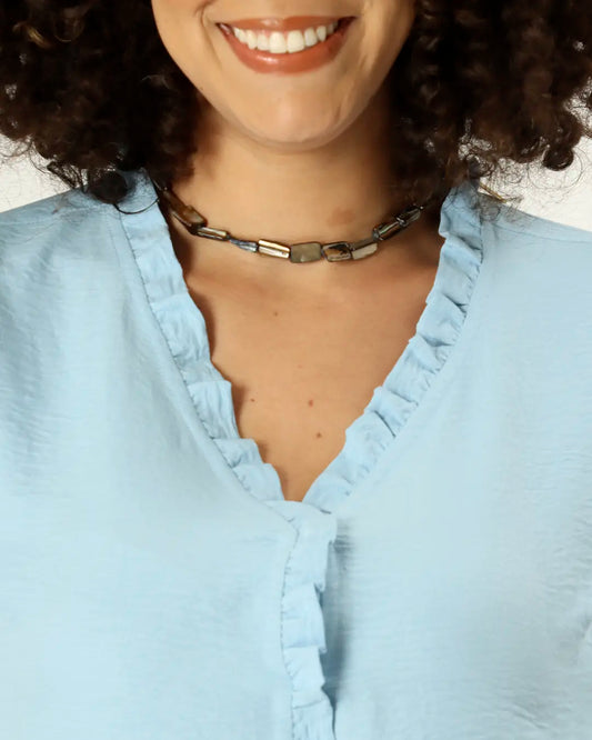 BLUSA BALCÃO - CELESTE