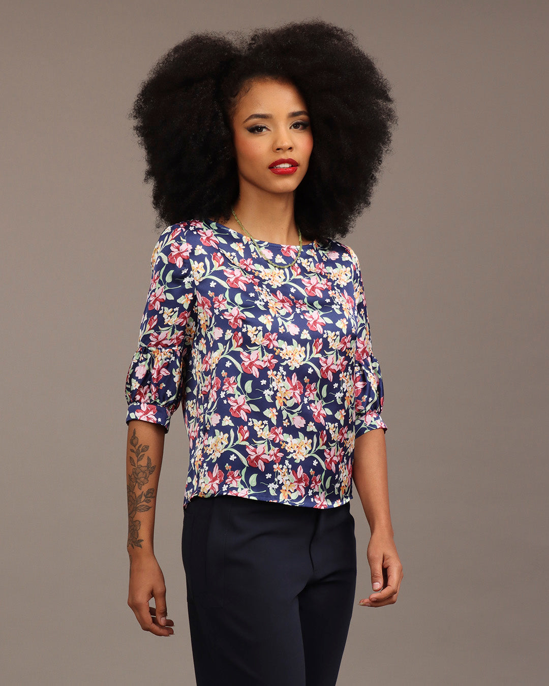 Blusa Emília - Floral Azul