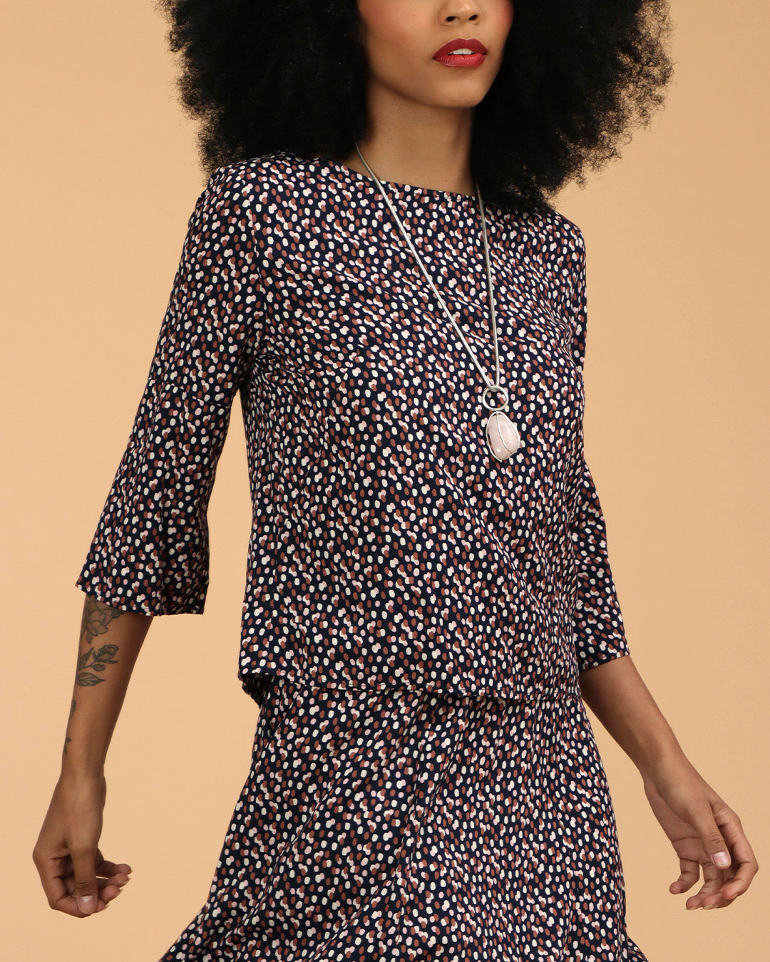 Blusa Emília - Poá Azul