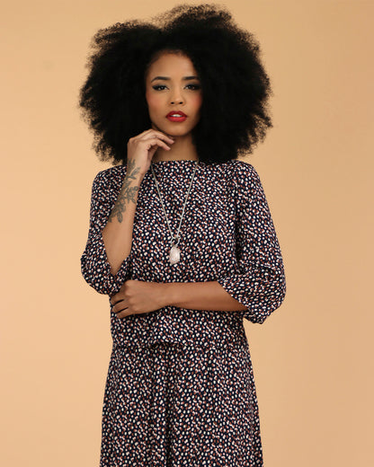 Blusa Emília - Poá Azul