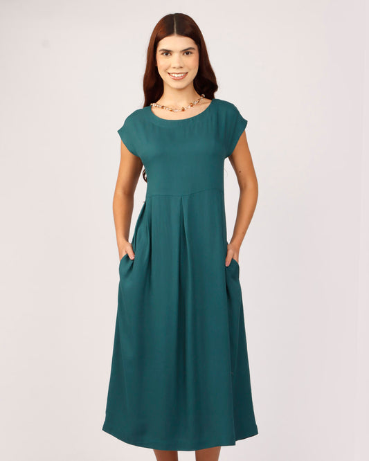 VESTIDO NÚCLEO - VERDE PETRÓLEO