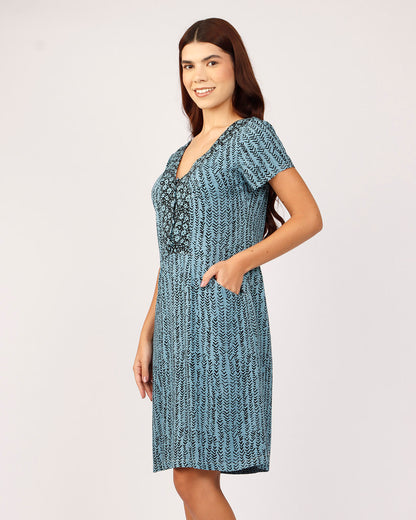 VESTIDO ITÁLIA - ESCAMAS AZUL