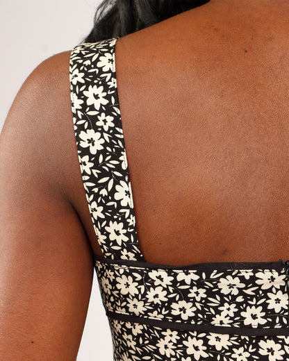 VESTIDO NORDESTE - FLORAL PRETO/BRANCO