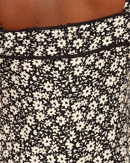 VESTIDO NORDESTE - FLORAL PRETO/BRANCO