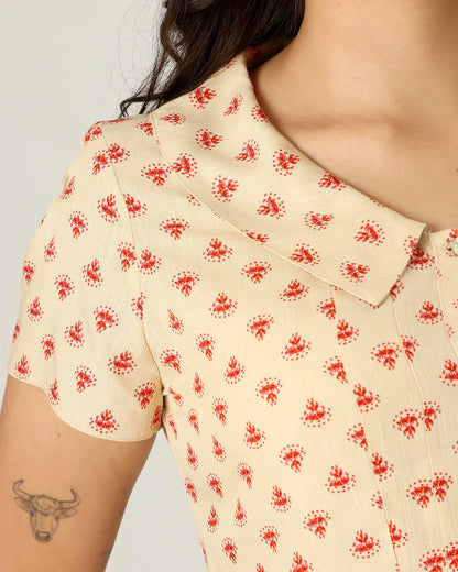 CAMISA PENSILVÂNIA - ESTAMPA BEGE