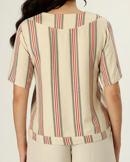 BLUSA NAGÓIA - LISTRA VERMELHA