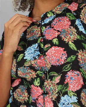 BLUSA XICA - FLORAL PRETA