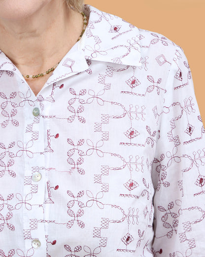 Camisa Transpa - Branco Bordado