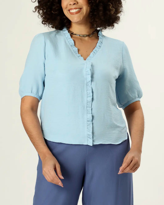 BLUSA BALCÃO - CELESTE