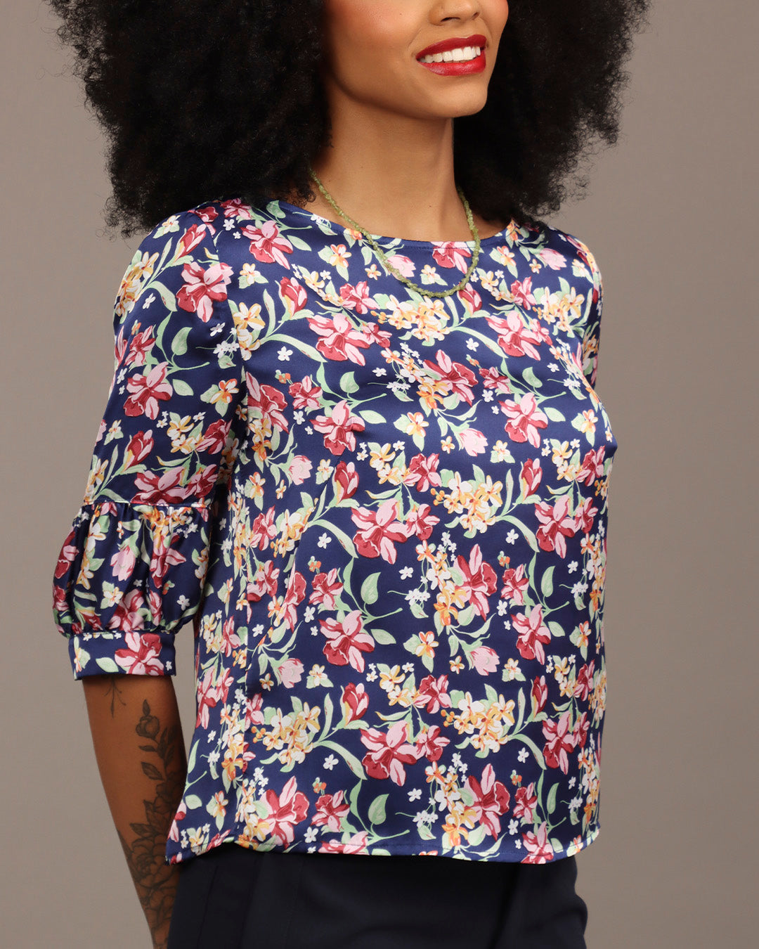 Blusa Emília - Floral Azul
