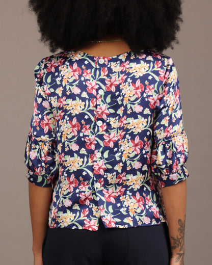 Blusa Emília - Floral Azul