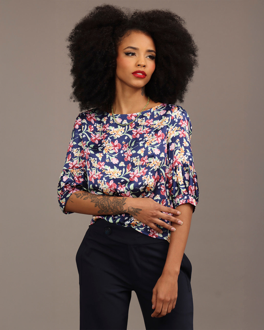 Blusa Emília - Floral Azul
