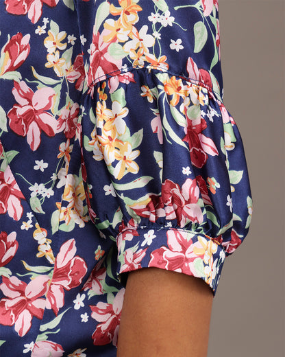 Blusa Emília - Floral Azul
