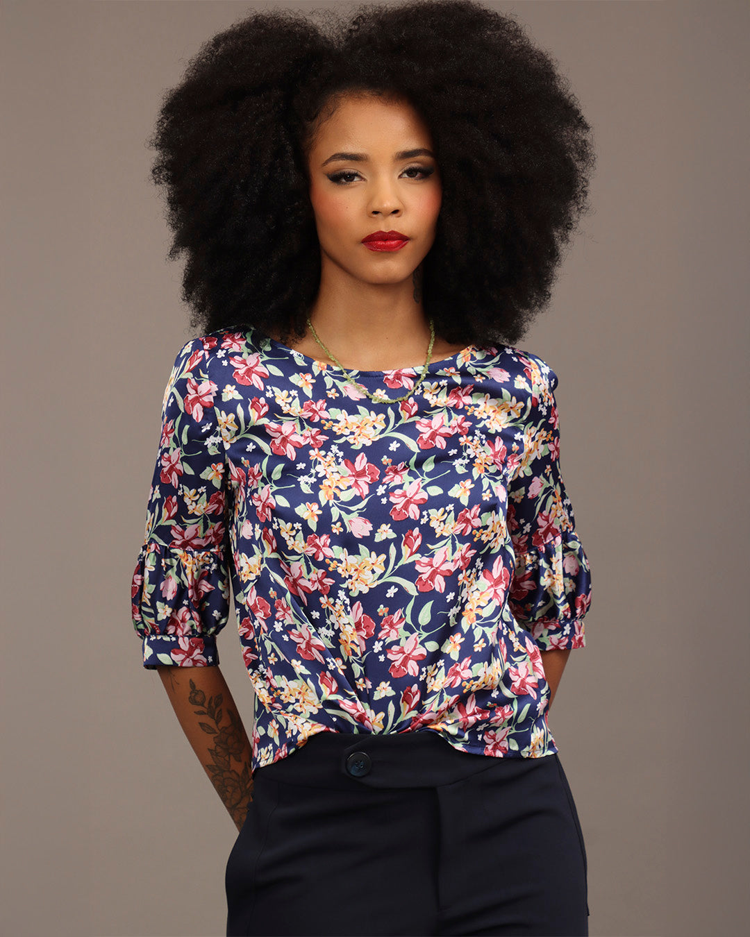Blusa Emília - Floral Azul