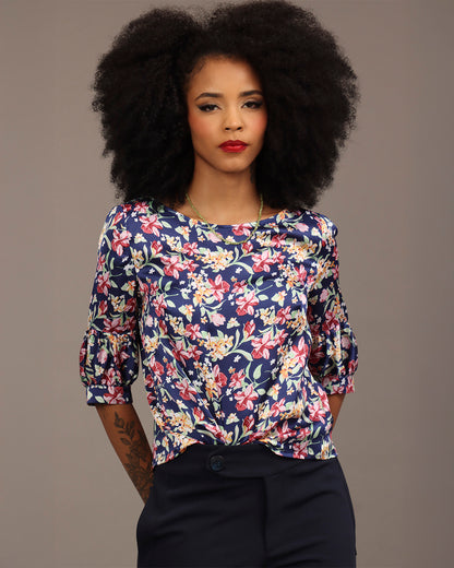 Blusa Emília - Floral Azul