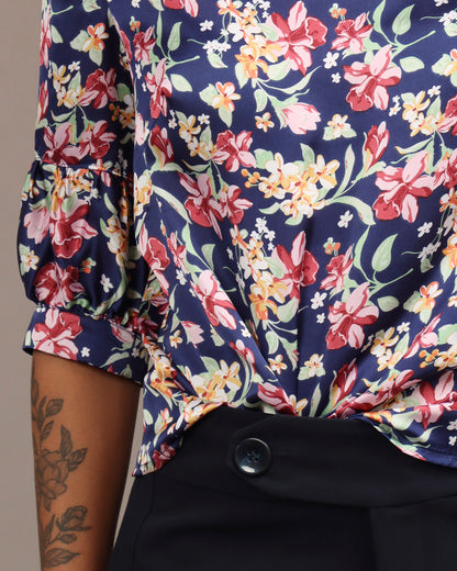Blusa Emília - Floral Azul