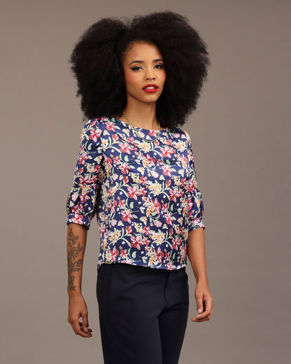 Blusa Emília - Floral Azul