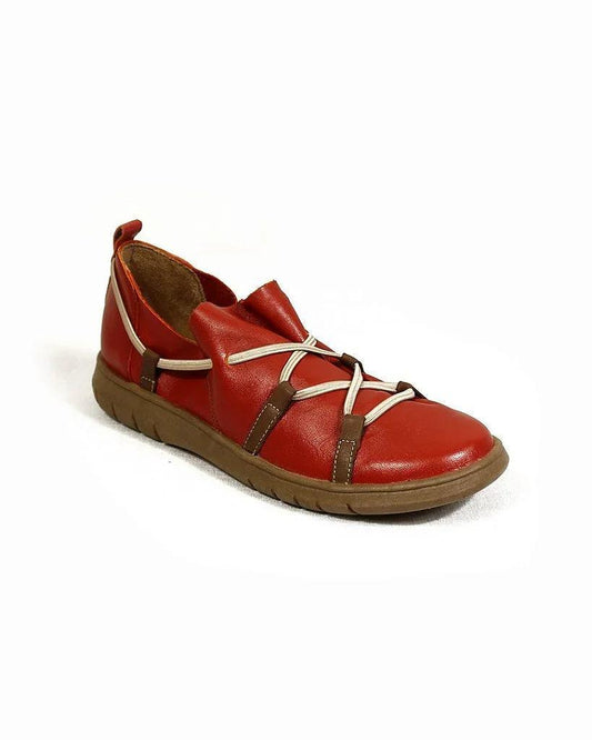 TÊNIS SLIP ON ELASTIC DE COURO CARMIM